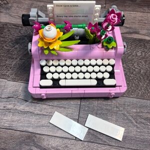LEGO Pink Typewriter with Floral Details